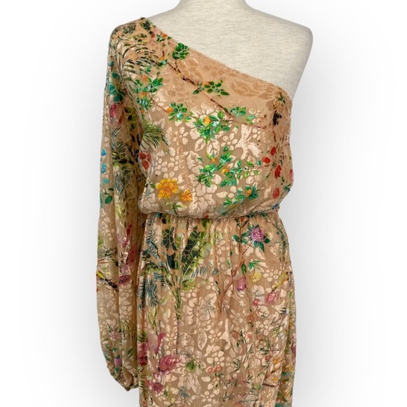 NWT HEMANT AND NANDITA Veena Dress in Nude Size Large One Shoulder Formal - Picture 6 of 14